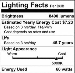 SATCO S39752 60W LED Extended Mogul EX-39 Bulb