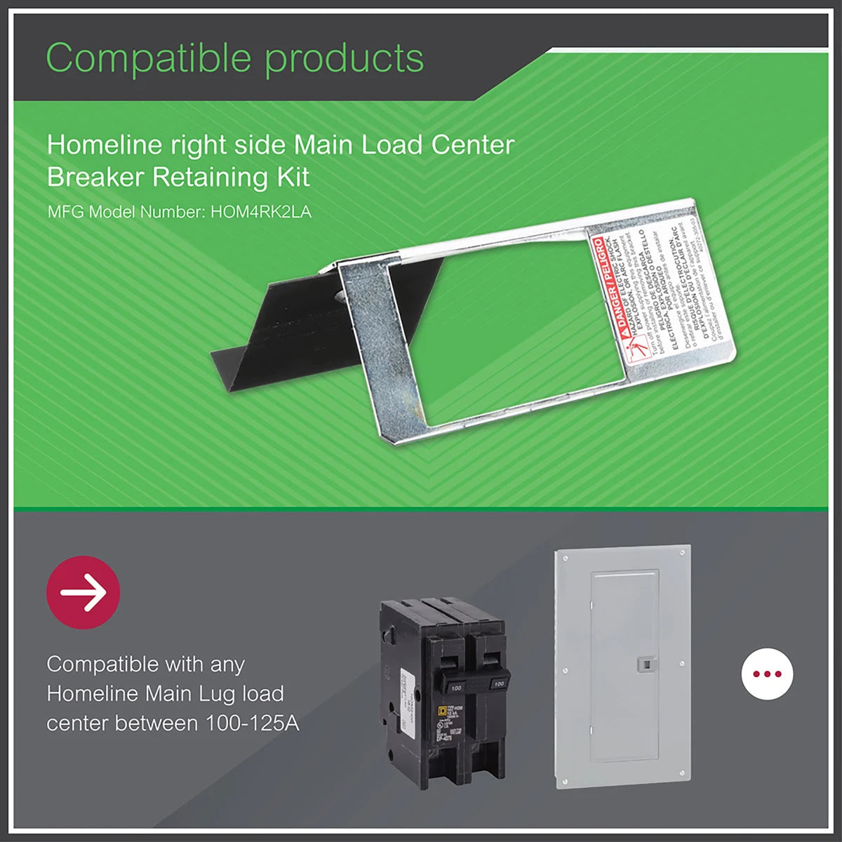 SCHNEIDER ELECTRIC Square D HOM4RK2LA Load Center Retaining Kit 125 Amp Replacement MPN