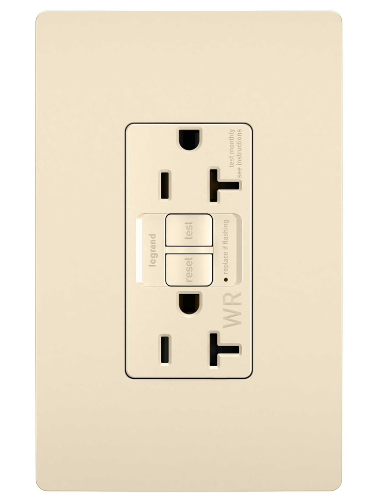LEGRAND Pass & Seymour 2097TRWRLA 20A 125V Self-Test Tamper-Resistant Weather-Resistant GFCI Light Almond