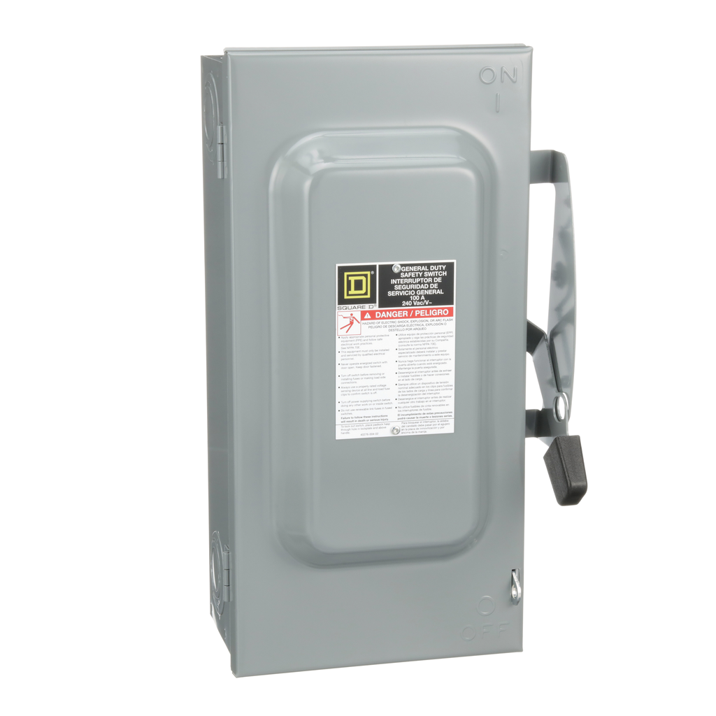 SCHNEIDER ELECTRIC Square D D223N Safety Switch Fusible 100A 2P NEMA-1 240V , Single Throw