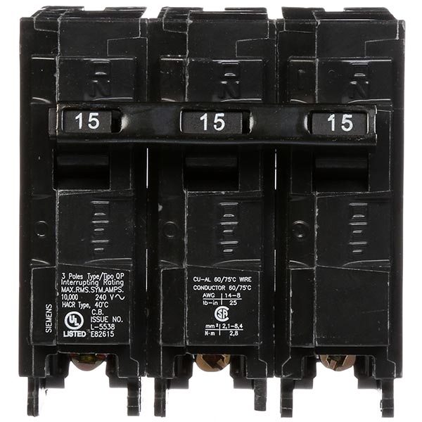 SIEMENS Siemens Q315 Breaker 15 Amp 3-Pole 240 Volt Circuit Breaker