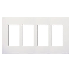 LUTRON Lutron CW-4-WH Claro 4-Gang Screwless Wall Plate, White