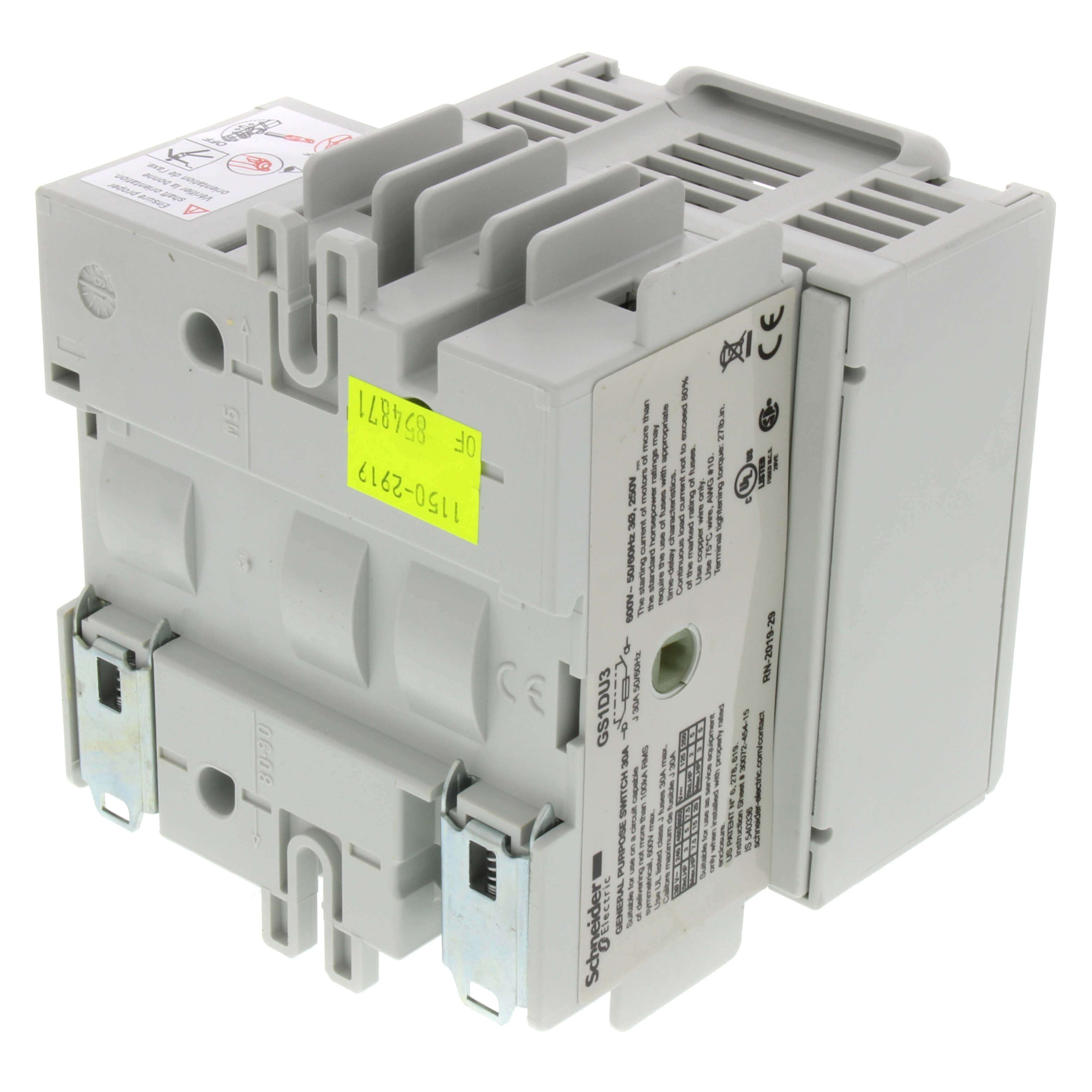 SCHNEIDER ELECTRIC Schneider Electric GS1DU3 TeSys GS Switch Disconnecter Fuse 3P 600V Type J Fuse