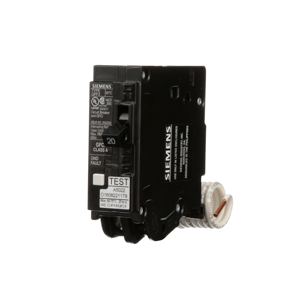 SIEMENS Siemens QF120A QJ2H Circuit Breaker, 120 VAC, 20 Amp, 10 kAIC, 1-Pole