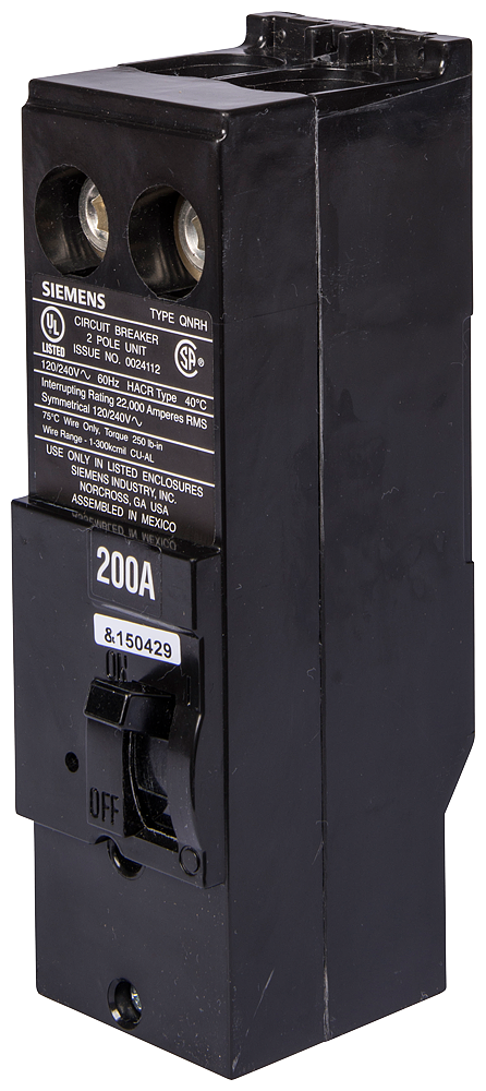 SIEMENS Siemens QN2200R QNR Circuit Breaker 120/240 VAC 200 Amp 10 kAIC 2 Poles