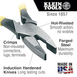 KLEIN TOOLS Klein J213-9NECR Journeyman Pliers Connector Crimp Side Cut 9-Inch