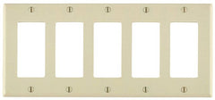 LEVITON Leviton 80423-T Decora 5-Gang Standard Size Wallplate Thermoset Light Almond