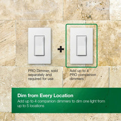 LUTRON Lutron ST-RD-WH Sunnata Pro Companion Dimmer, 120 V, (1) ST-PRO-N