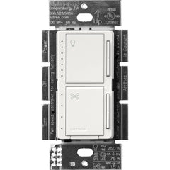 LUTRON Lutron MACL-LFQ-WH 1-Pole Fan/Light Control, 120 VAC, 1.5 A, 4-Speed/Quiet Operational Mode