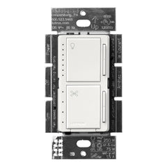 LUTRON Lutron MACL-LFQ-WH 1-Pole Fan/Light Control, 120 VAC, 1.5 A, 4-Speed/Quiet Operational Mode
