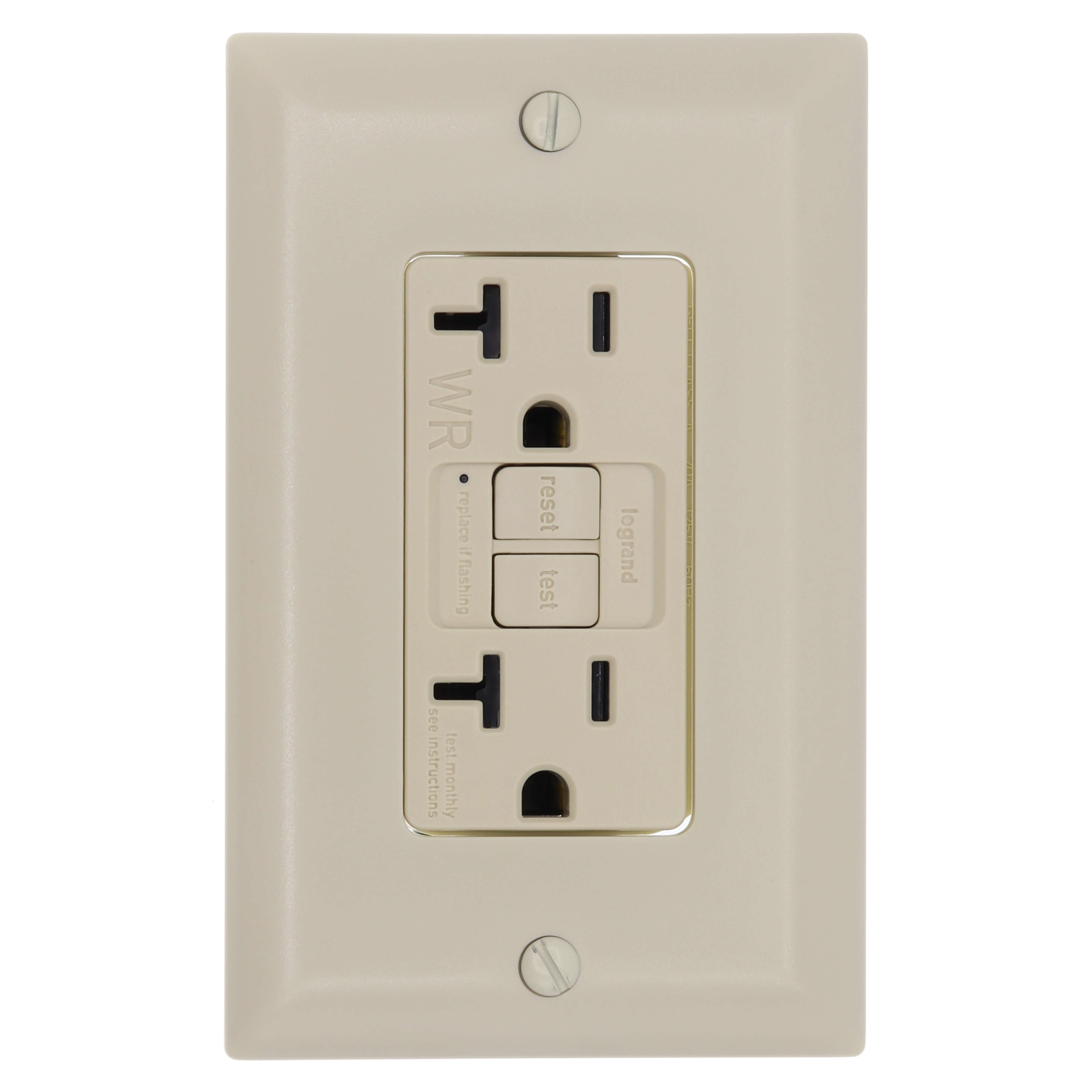 LEGRAND Pass & Seymour 2097TRWRI Self-Test Tamper-Resistant Weather-Resistant GFCI 20A 125V Ivory