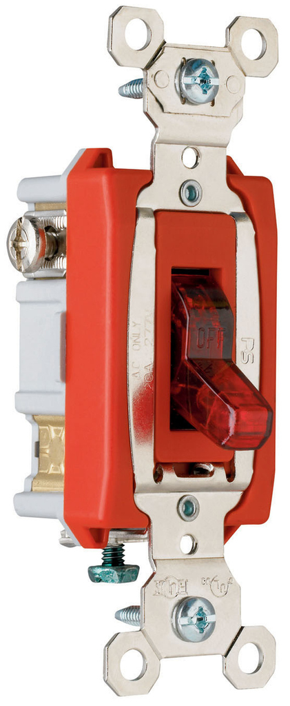 LEGRAND Pass & Seymour PS20AC1RPL Heavy Duty Specification Grade Pilot Light Switch 120/277 VAC 20 A