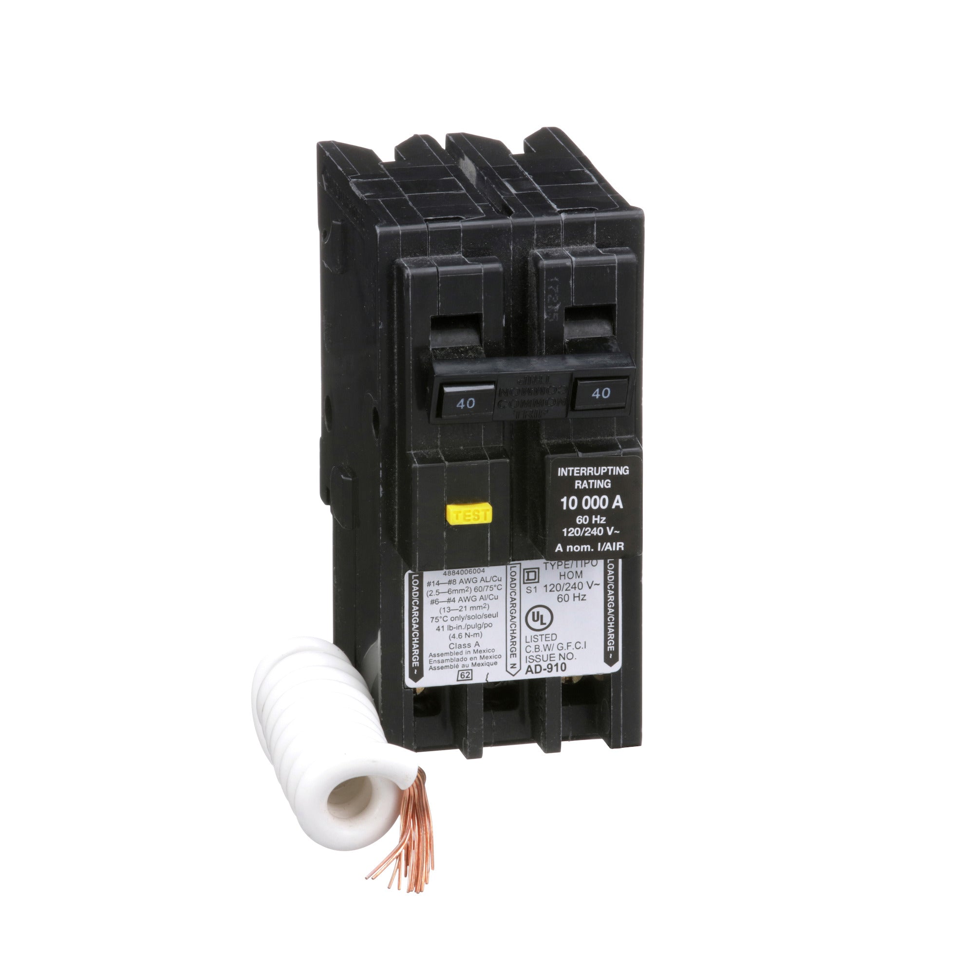 SCHNEIDER ELECTRIC Square D HOM240GFI Miniature Circuit Breaker 40 Amp 120/240 Volt