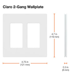LUTRON Lutron CW-2-GR Claro Wallplate Screwless 2 Gang Gray