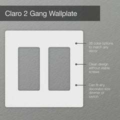 LUTRON Lutron CW-2-GR Claro Wallplate Screwless 2 Gang Gray