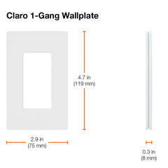 LUTRON Lutron CW-1-LA Claro Wallplate 1-Gang Light Almond