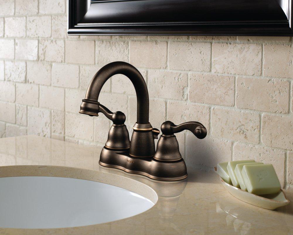 MOEN Moen WS84003BRB Traditional Two Handle Centerset Bathroom Sink Faucet in Mediterranean Bronze