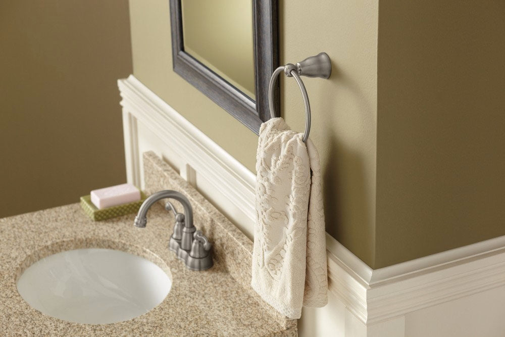 MOEN Moen WS84003SRN Traditional Two Handle Centerset Bathroom Sink Faucet in Spot Resist Brushed Nickel