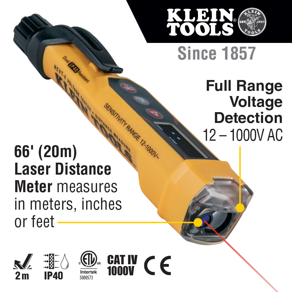 KLEIN TOOLS Klein Tools NCVT-6 Non-Contact Voltage Tester with Laser Distance Meter