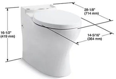 KOHLER Kohler K-4326-0 Persuade Comfort Height Toilet Bowl 1.6 gpf 28-1/8 in L x 14-3/16 in W x 16-1/2 in H