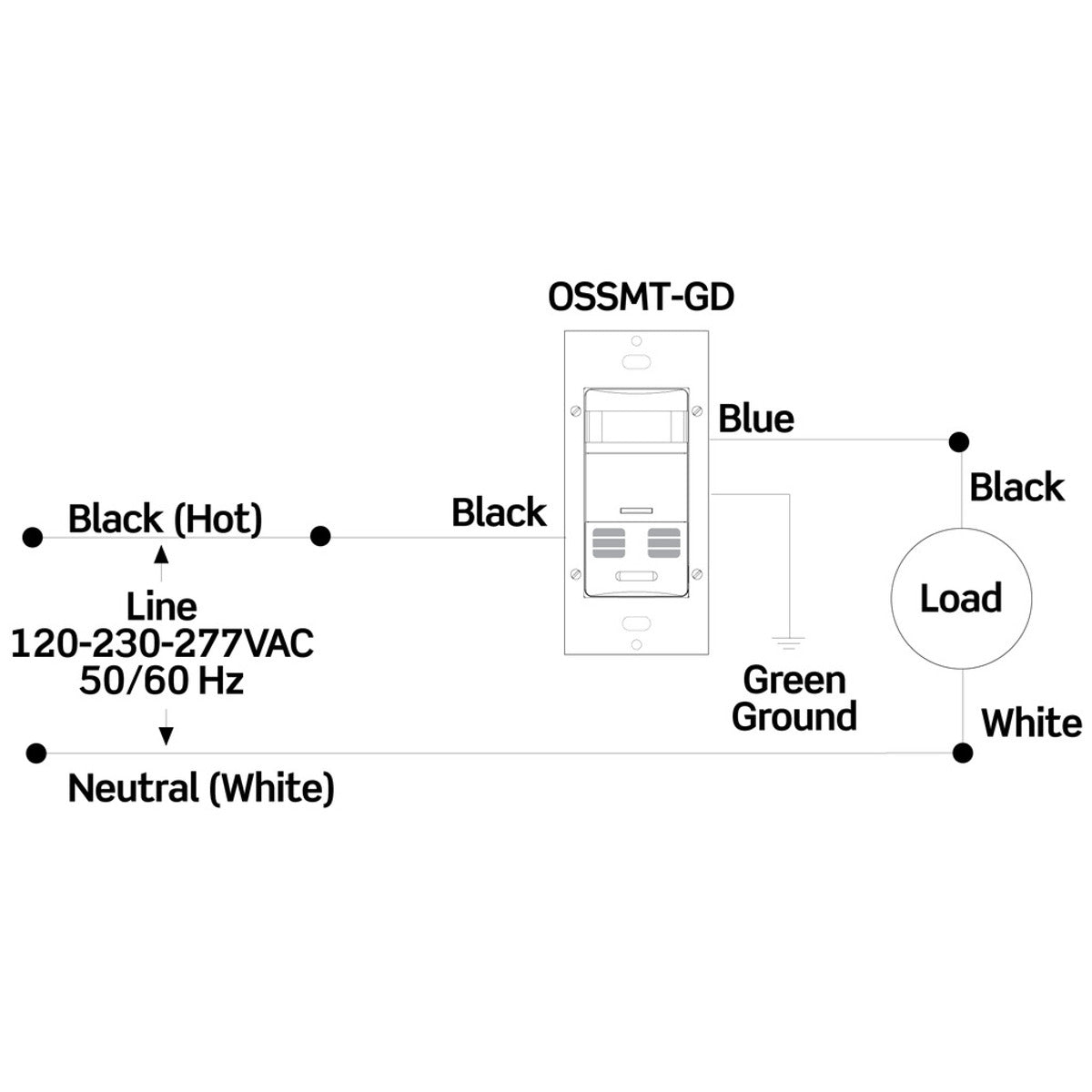 LEVITON Leviton OSSMT-GDG Ultrasonic/Infrared Multi-Technology Wall Switch Sensor No Neutral 2400 sq. ft. Major & 400 sq. ft. Minor Motion Coverage