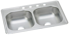 ELKAY Elkay DD233224 Kitchen Sink 33 x 22 x 7-1/16 Inch 4-Hole Drop-In