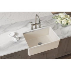 ELKAY Elkay SWUF28179BI Fireclay 1-Basin Farmhouse Kitchen Sink, 29-7/8 inch L x 19-3/4 inch W x 10-1/16 inch D, Biscuit