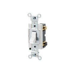 LEVITON Leviton CSB3-20W 20 Amp 120/277 Volt Toggle 3-Way AC Quiet Switch, Commercial Grade, Grounding - White