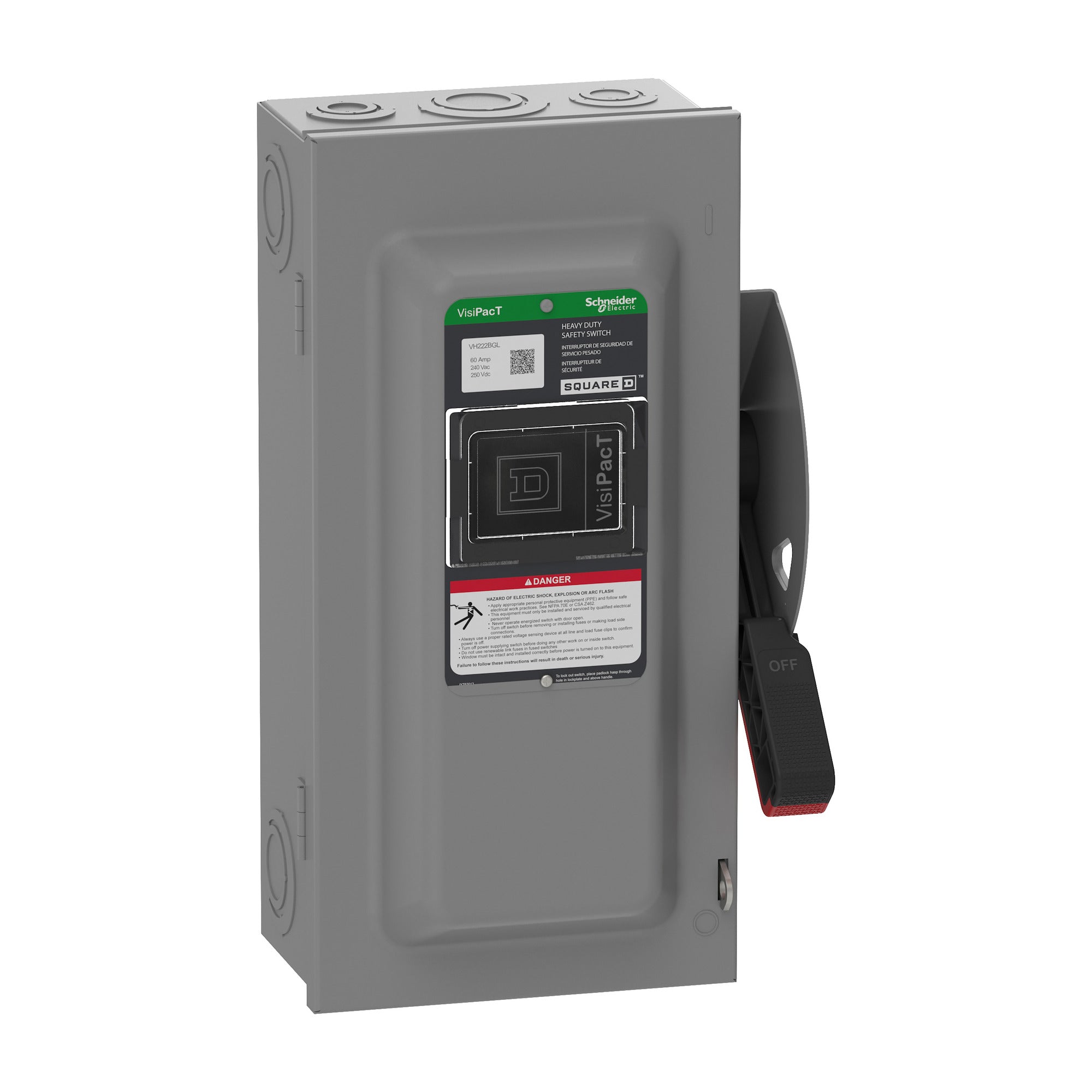 SCHNEIDER ELECTRIC Square D VH362 Heavy Duty Safety Switch 600V 60A 3-Pole Class H/J/K/R