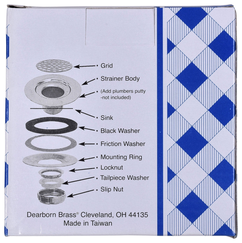 DEARBORN Dearborn 815B Sink Basket Strainer 4.33 x 1.5, Chrome Plated