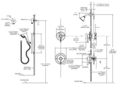 MOEN Moen 8342EP15 Commercial Shower System With Valve Shower Head Hand Shower Kit & In-Wall Diverter