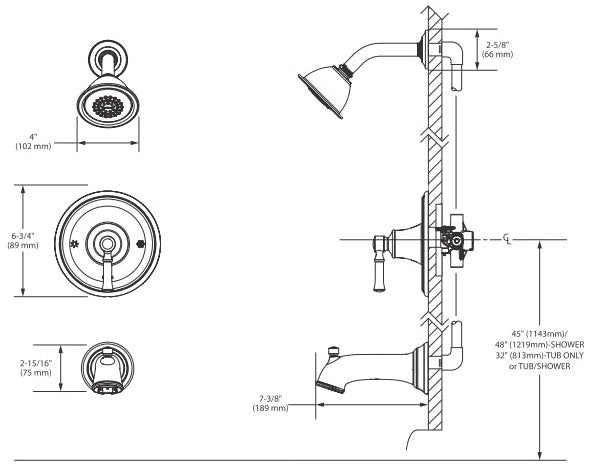 MOEN Moen T2183 Dartmoor Chrome Posi-Temp Tub/Shower