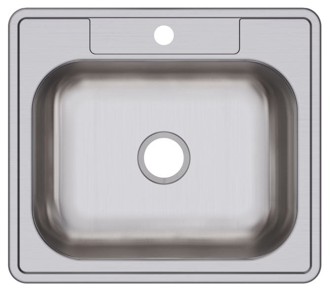 ELKAY Elkay D125221 25 x 22 x 6-9/16, 3-1/2 Drain, Satin, 22 Gauge, 300 Stainless Steel, 1-Hole, Drop-In, 1-Bowl, Kitchen Sink