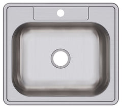 ELKAY Elkay D125221 25 x 22 x 6-9/16, 3-1/2 Drain, Satin, 22 Gauge, 300 Stainless Steel, 1-Hole, Drop-In, 1-Bowl, Kitchen Sink