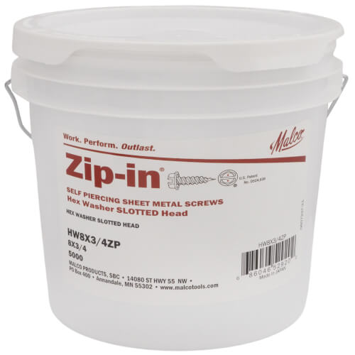 MALCO Malco HW8X3/4ZP HEX WASHER ZIP IN SCREWS 1/4 x 3/4 5000/Pack