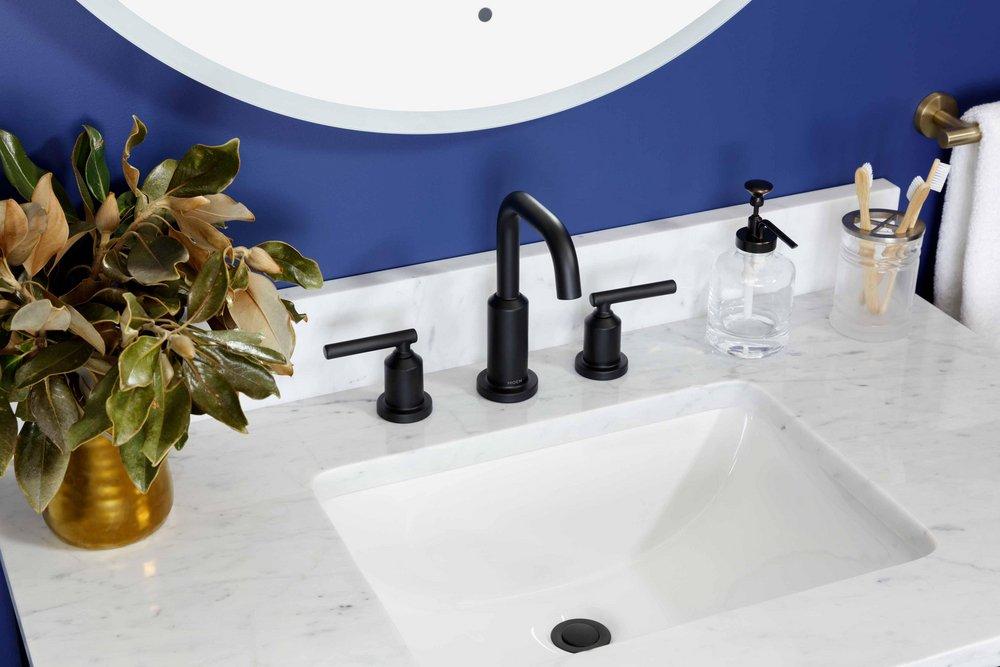MOEN Moen T6142BL Gibson Two Handle Widespread Bathroom Sink Faucet in Matte Black