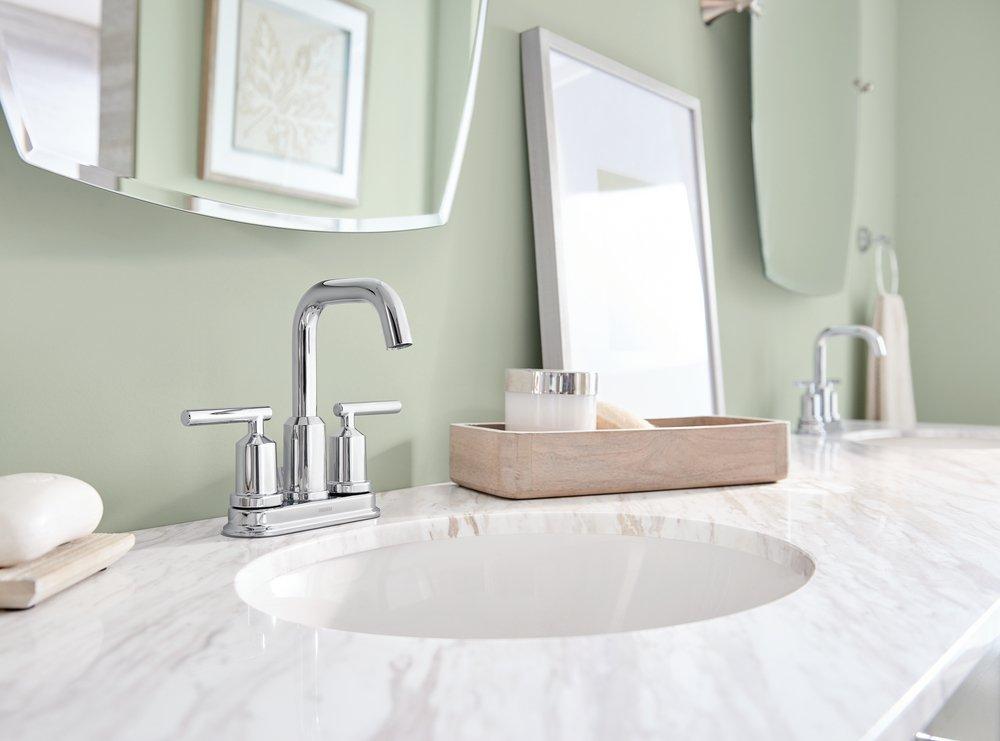 MOEN Moen 6150 Gibson Two Handle Centerset Bathroom Sink Faucet in Chrome Plated