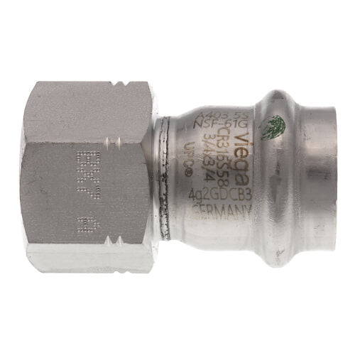VIEGA Viega 80090 3/4 Female ProPress 316 Stainless Steel Adapter