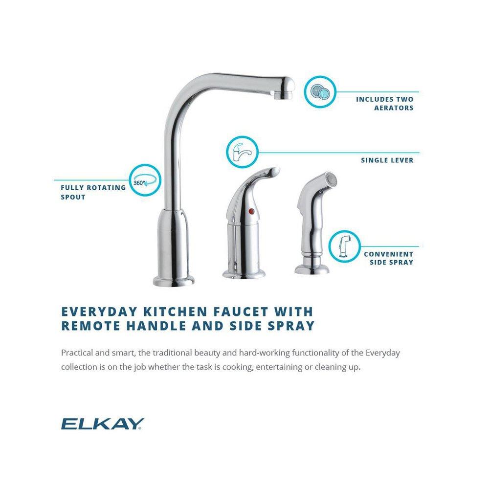ELKAY Elkay LK3001CR Everyday Single Handle Kitchen Faucet with Side Spray in Polished Chrome