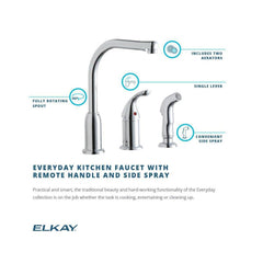 ELKAY Elkay LK3001CR Everyday Single Handle Kitchen Faucet with Side Spray in Polished Chrome