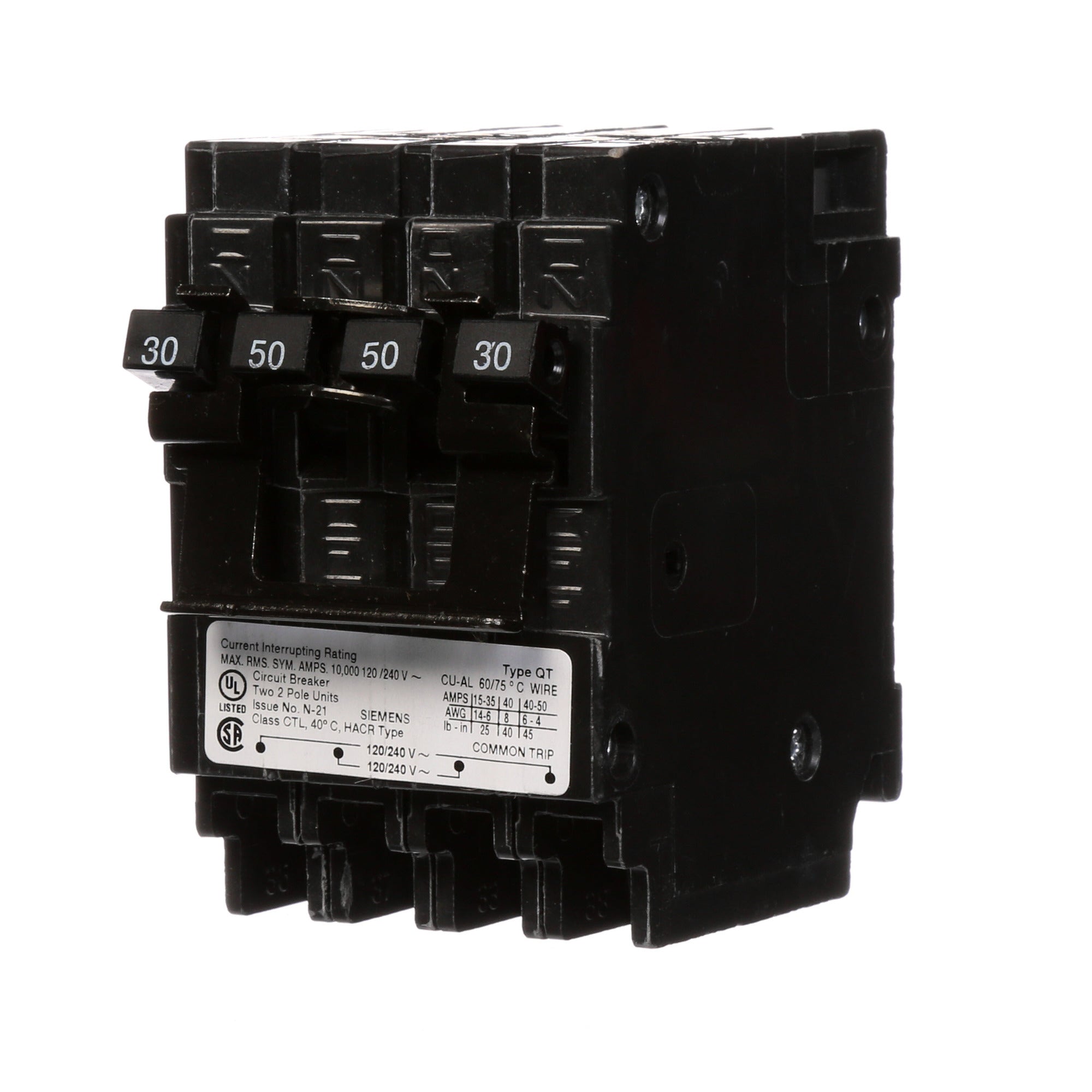 SIEMENS Siemens Q23050CT2 Quadplex Circuit Breaker 30A-50A 120/240V AC