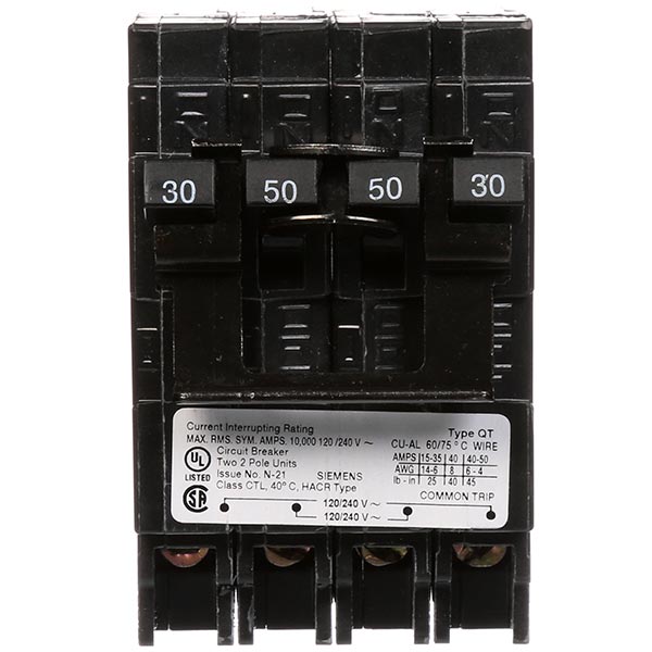 SIEMENS Siemens Q23050CT2 Quadplex Circuit Breaker 30A-50A 120/240V AC