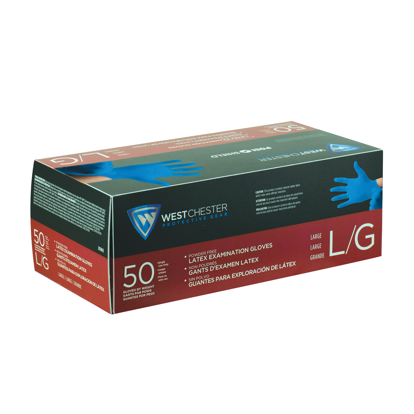 PIP PIP 2550/L Blue Latex Powder Free Large Disposable Gloves
