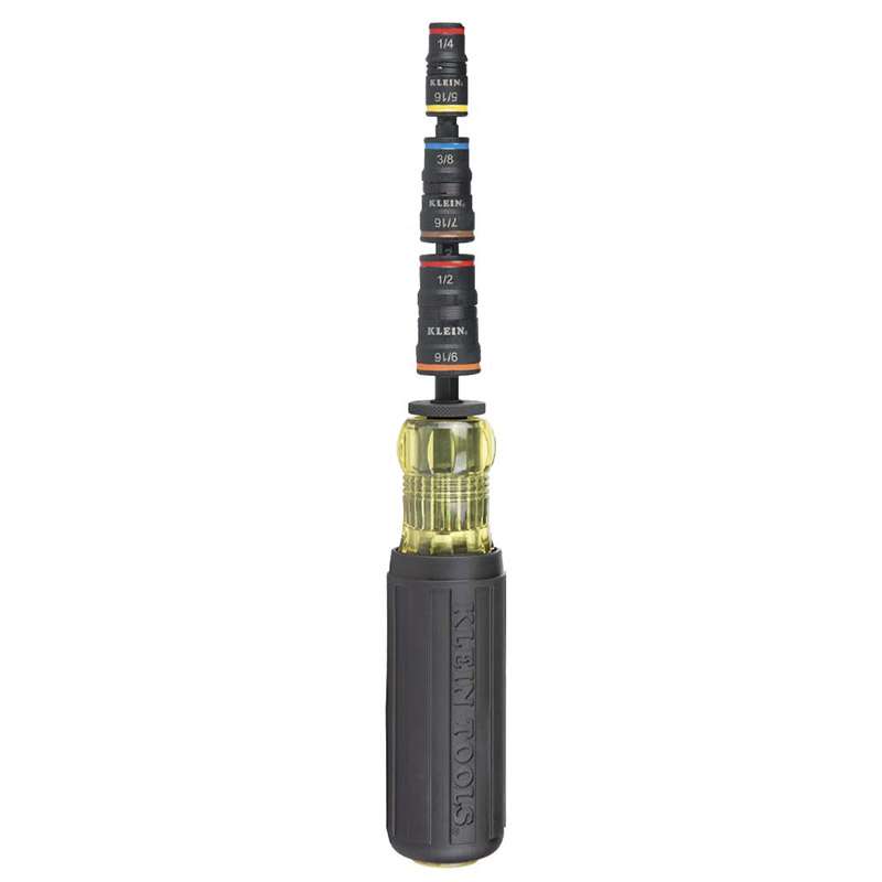 KLEIN TOOLS Klein Tools 32910 Impact Flip Socket Set, 7-in-1 includes 3 Flip Sockets, 1/4 Bit Holding Feature & Quick-Connect Handle