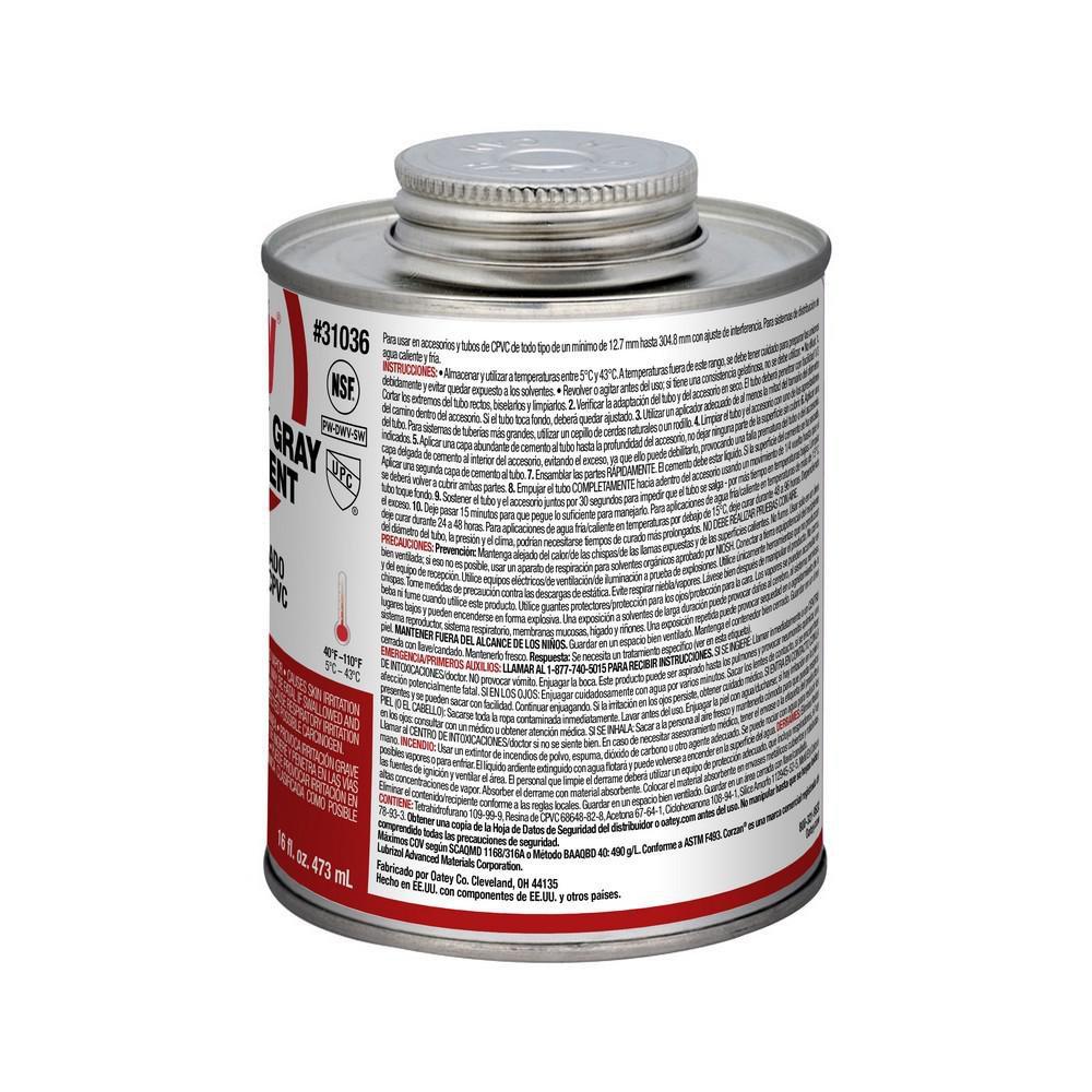 OATEY Oatey 31036 16 Oz Plastic Grey Pipe Cement