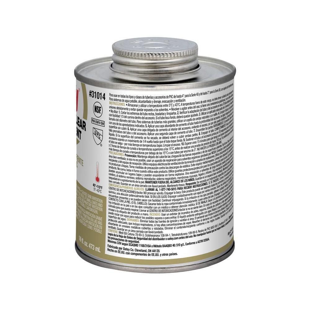OATEY Oatey 31014 16 oz. Fast Set PVC Clear Pipe Cement