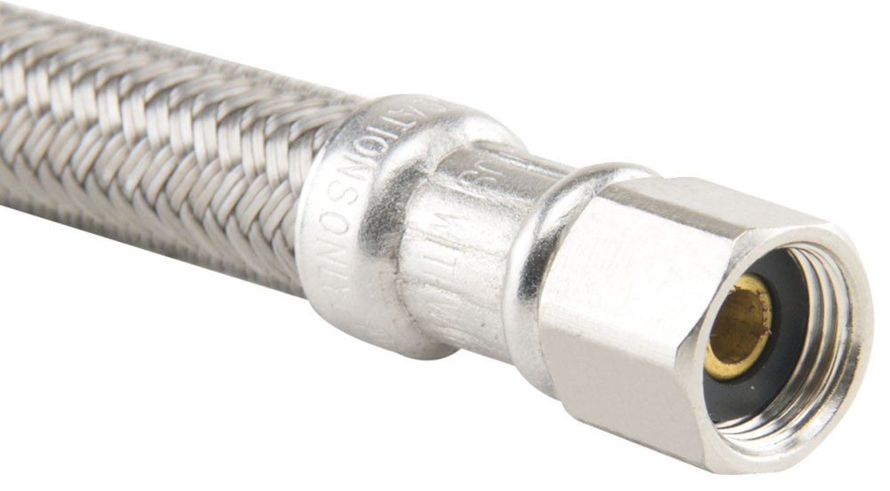 BRASSCRAFT BrassCraft B0-84IM 1/4 x 1/4, Compression x Compression, 84 L, 125 PSI, Lead-Free, Braided PVC Coated Polyester Yarn/TPE Inner Hose
