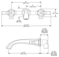 DELTA FAUCET Delta Faucet 3592LF-RBWL Addison 2-Handle Wall Mount Lavatory Faucet