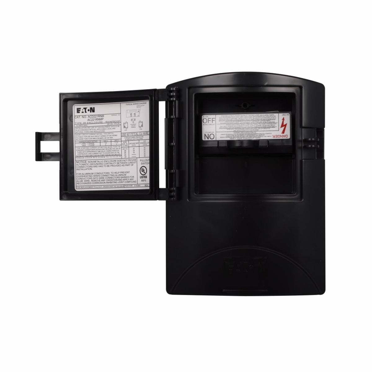 EATON EATON ACD222URNM Non-Fused Pullout AC Disconnect, 120/240 VAC, 60 Amp, 10 HP