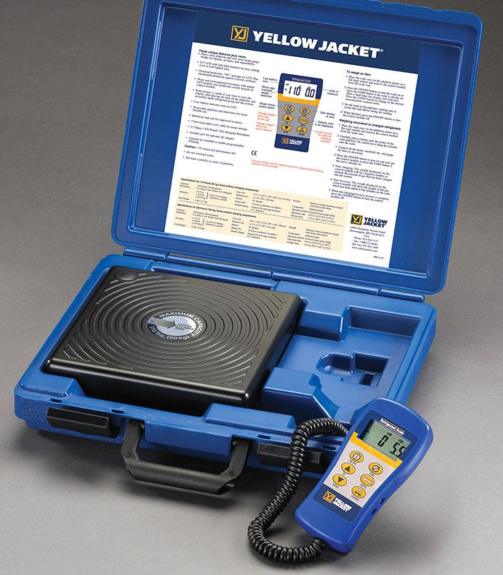 YELLOW JACKET Ritchie Engineering 68802 110 Lb, LCD Display, Electronic Charging Scale for Refrigerant System